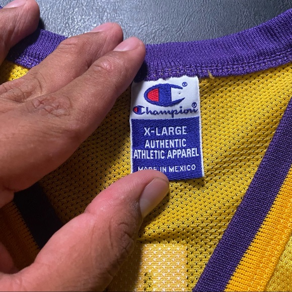 Vintage 90s Champion NBA Los Angeles Lakers Jersey 7 Isaiah Rider Size 48 Men XL - Picture 3 of 11
